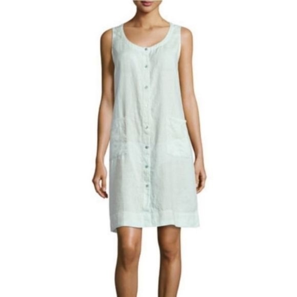 Eileen Fisher Arora Organic Linen Button Down Dress - Picture 1 of 11